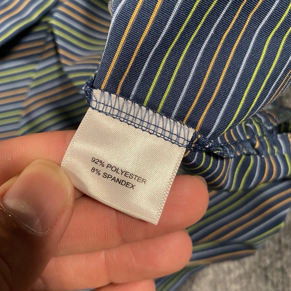 Peter Millar Summer Comfort Golf Polo Shirt Mens Large Striped Grand Cypress - Picture 4 of 8